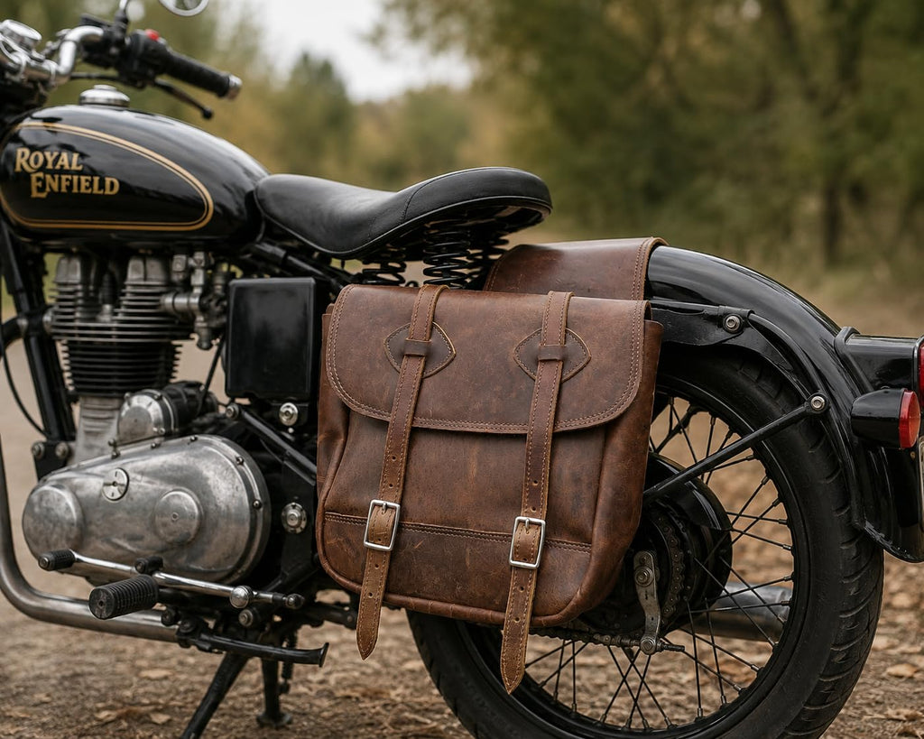 Leather Saddle Bag with Adjustable Strap 11X11X3.5 Inch Z88055