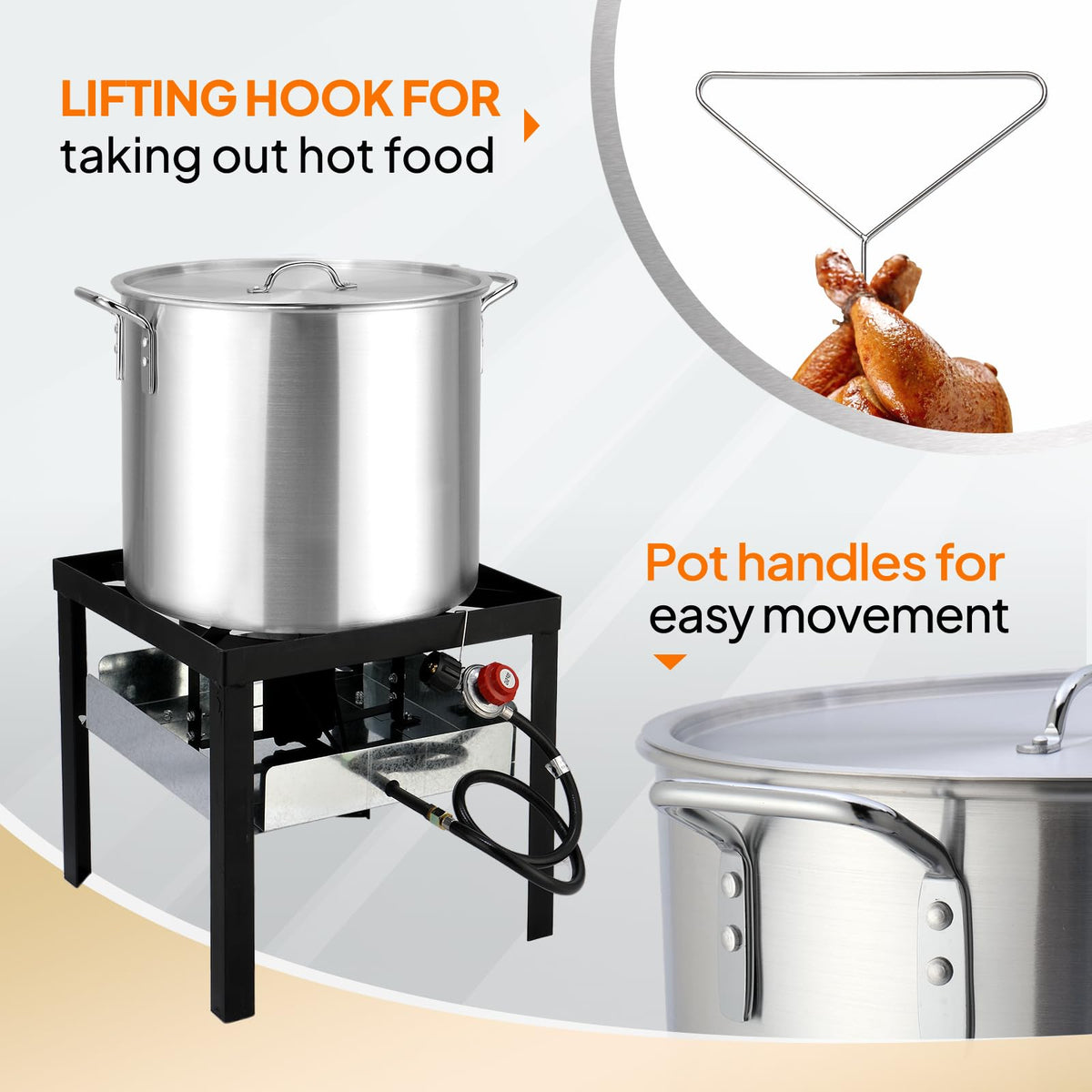 60QT Aluminum Seafood Boil Pot with Basket O4921
