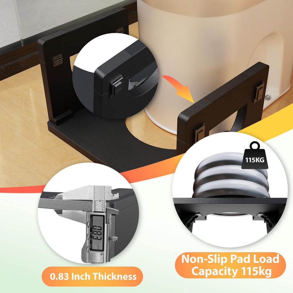 Folding Toilet Stool 7"&9" Adjustable Black K11792