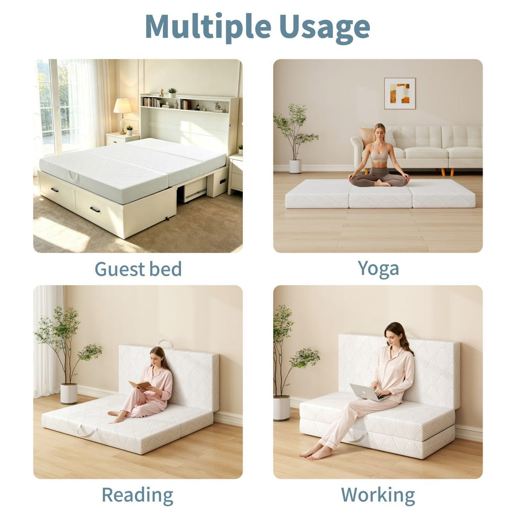Queen Size Folding Memory Foam Tri-fold Mattress J1523