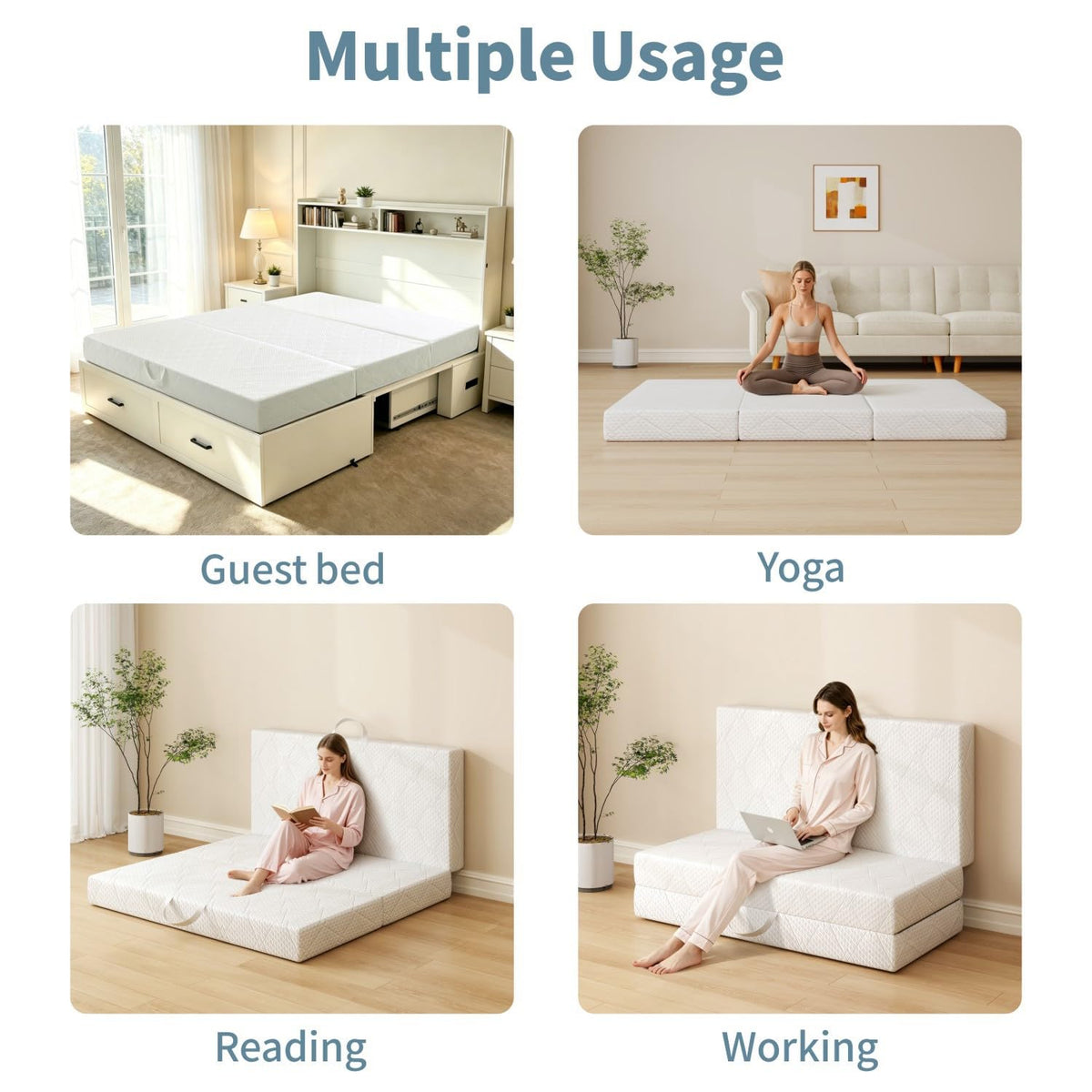 Queen Size Folding Memory Foam Tri-fold Mattress J1523