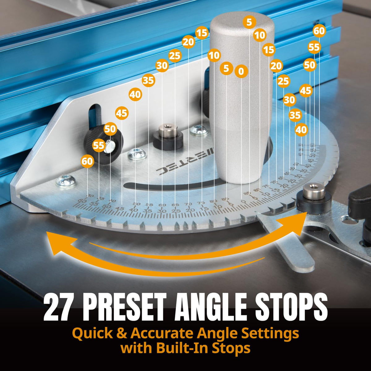 Table Saw Precision Miter Gauge System with 27 Angle Stops and T-Slotted Miter Bar L823804
