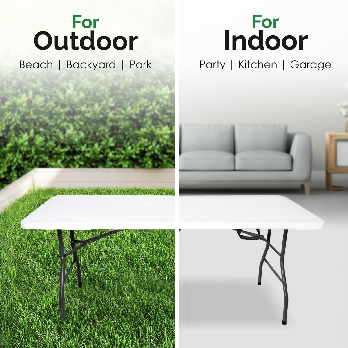White 6ft Folding Table with Handle V733427