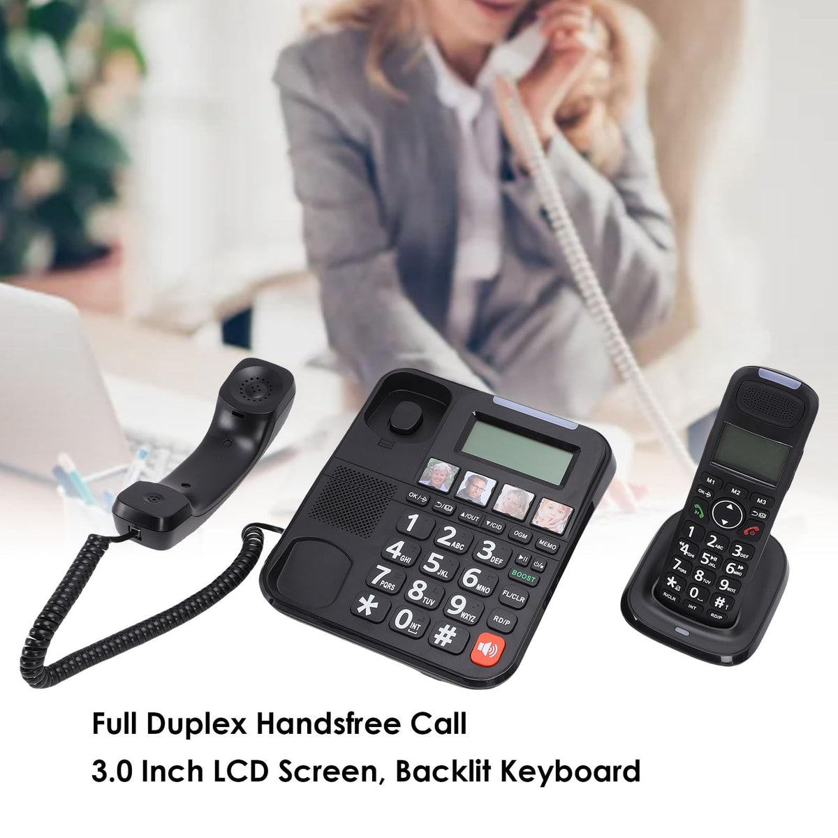 Expandable Corded/Cordless Phone System with Big Buttons Y391432