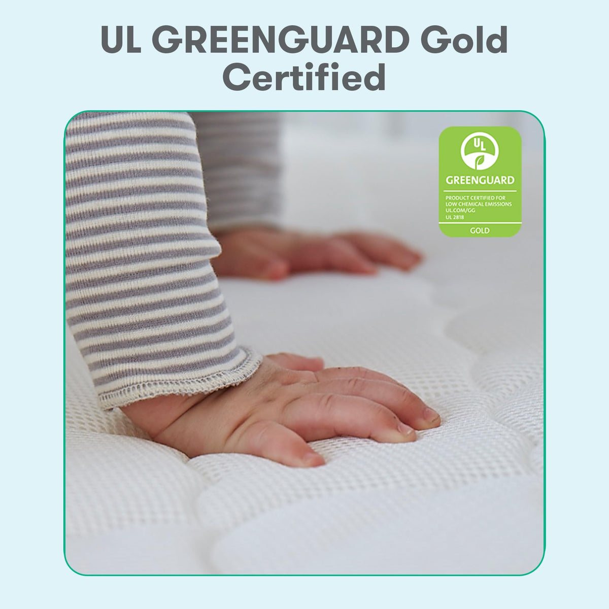 Grey Breathable Washable Crib Mattress & Toddler Bed J3372
