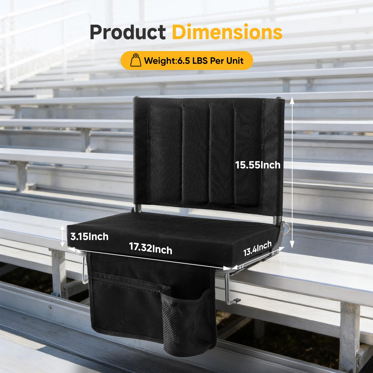 Stadium Seats with Back Support 2 Pack, Black E881143