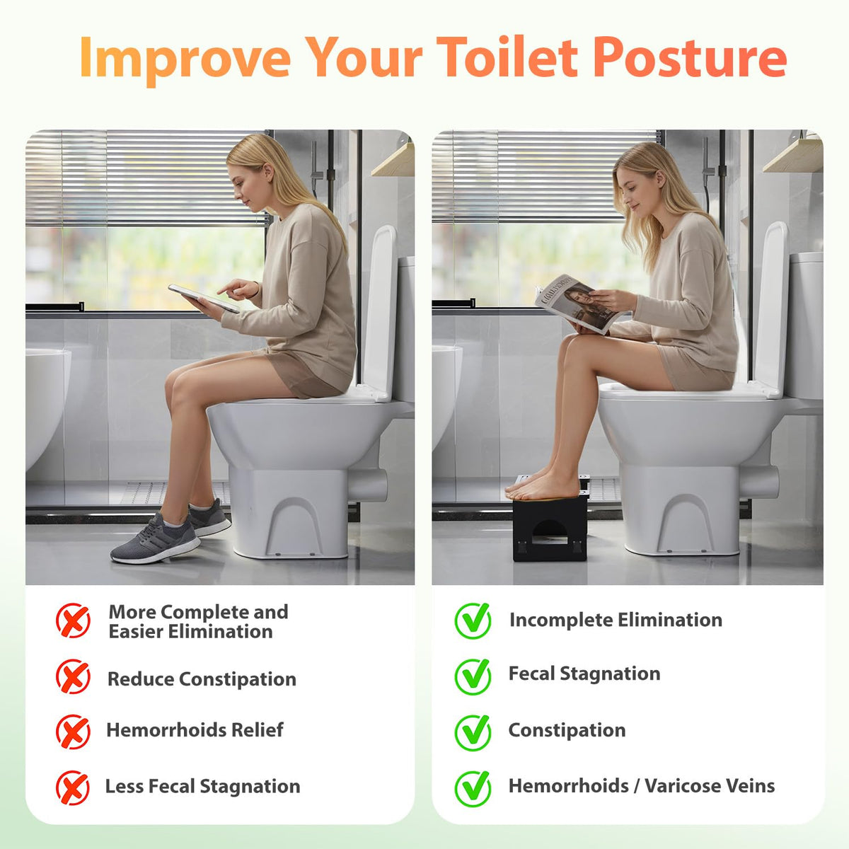 Folding Toilet Stool 7"&9" Adjustable Black K11792