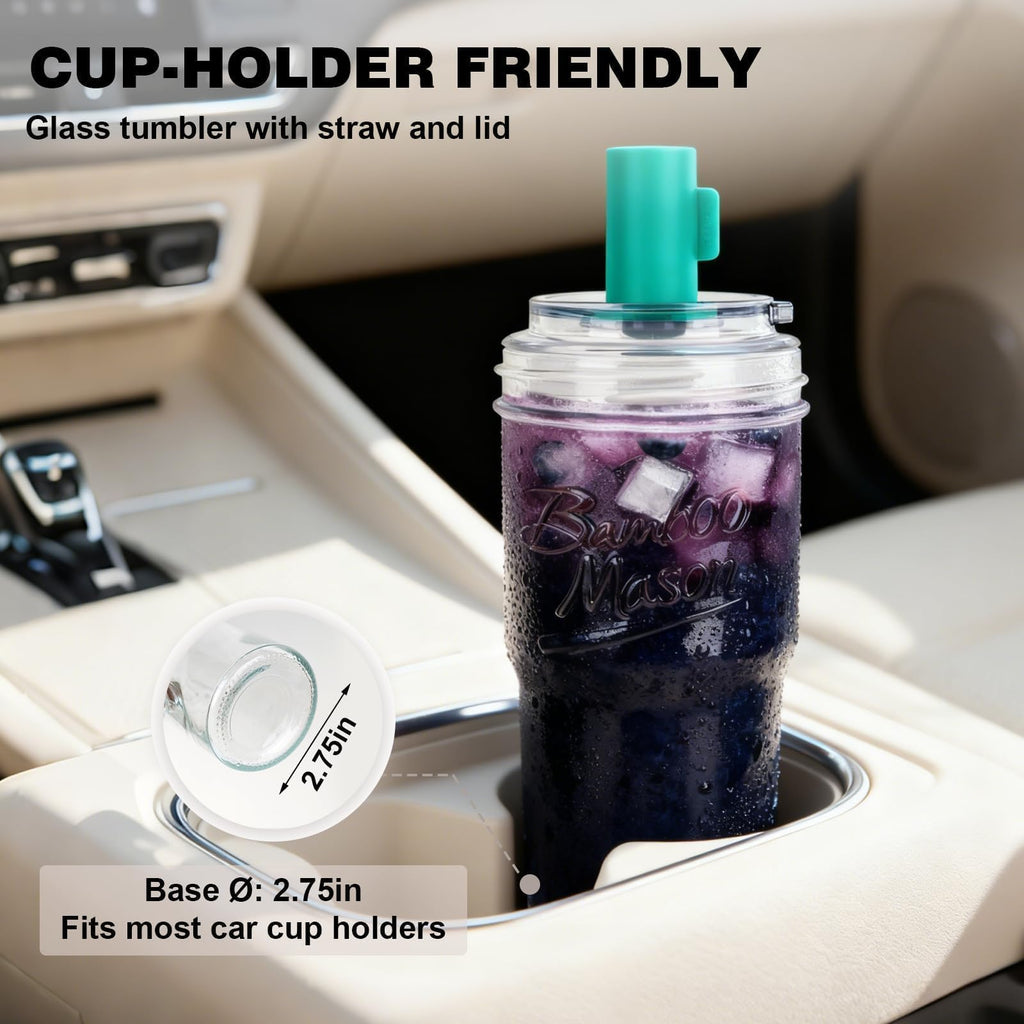 Glass Cups with Lids and Straws 24oz F1903