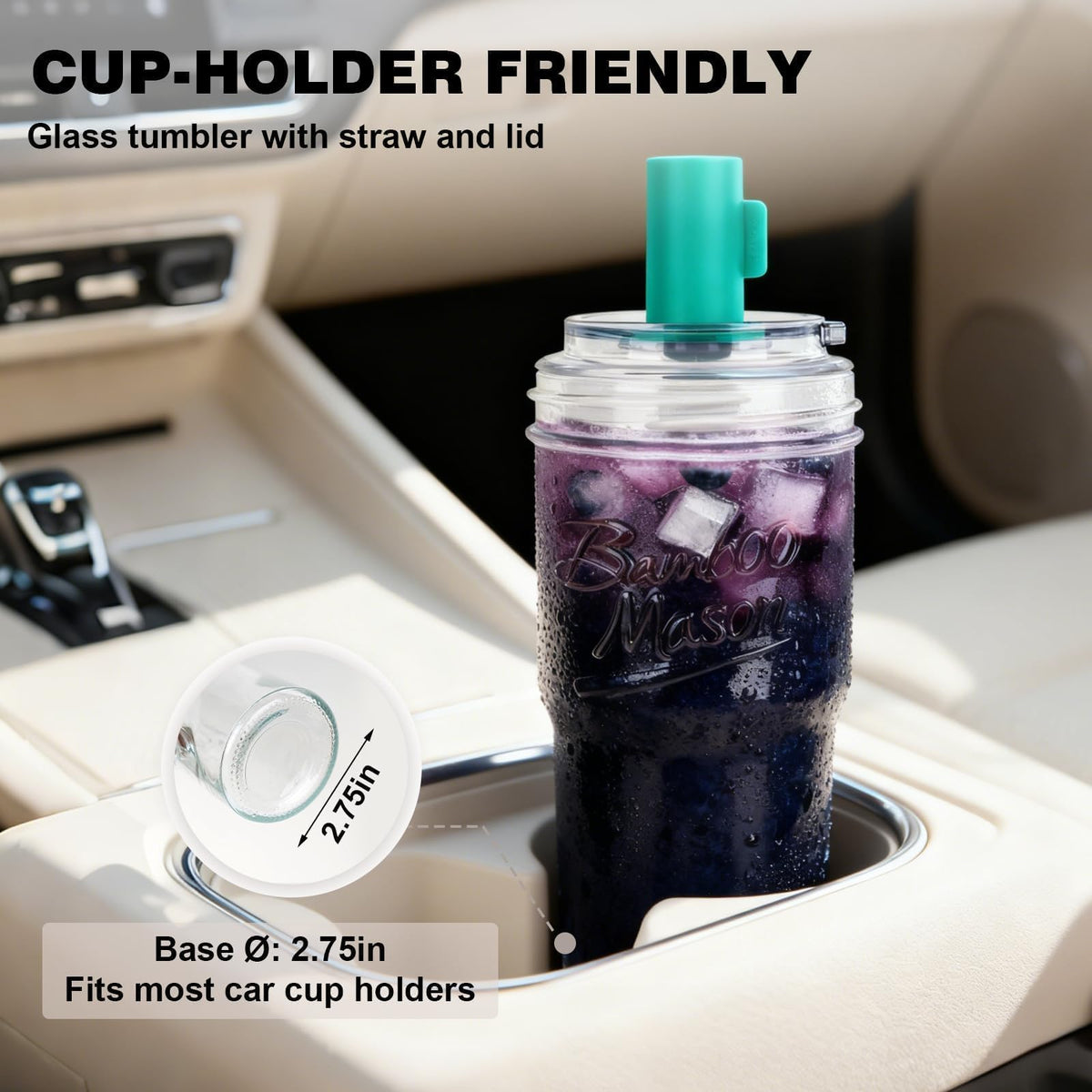 Glass Cups with Lids and Straws 24oz F1903
