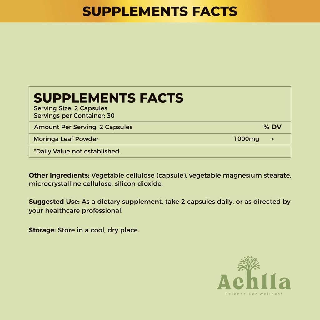 Organic Moringa Leaf 1000mg 60 Capsules P522