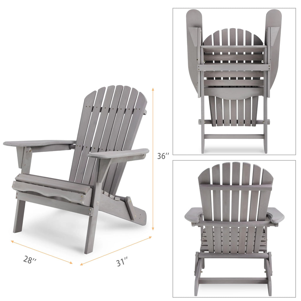Wooden Folding Adirondack Chair Set of 2 Solid Cedar D27991