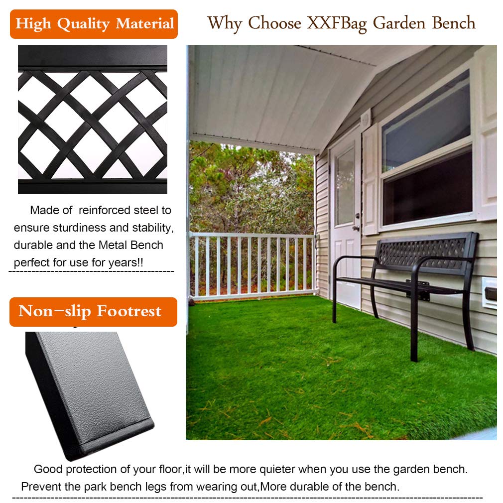 Black Metal Outdoor Bench with Armrests P249681