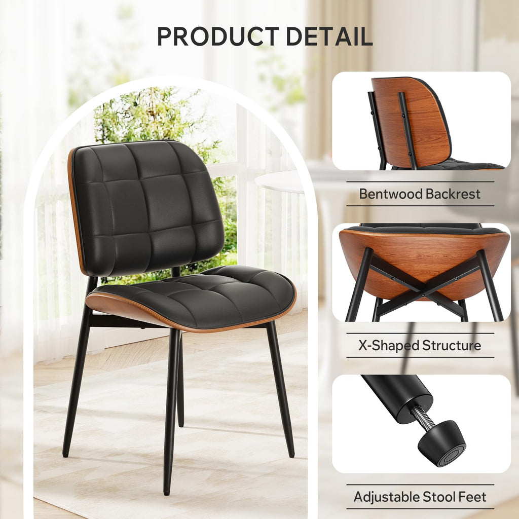Black Faux Leather Dining Chairs Set of 4 J898