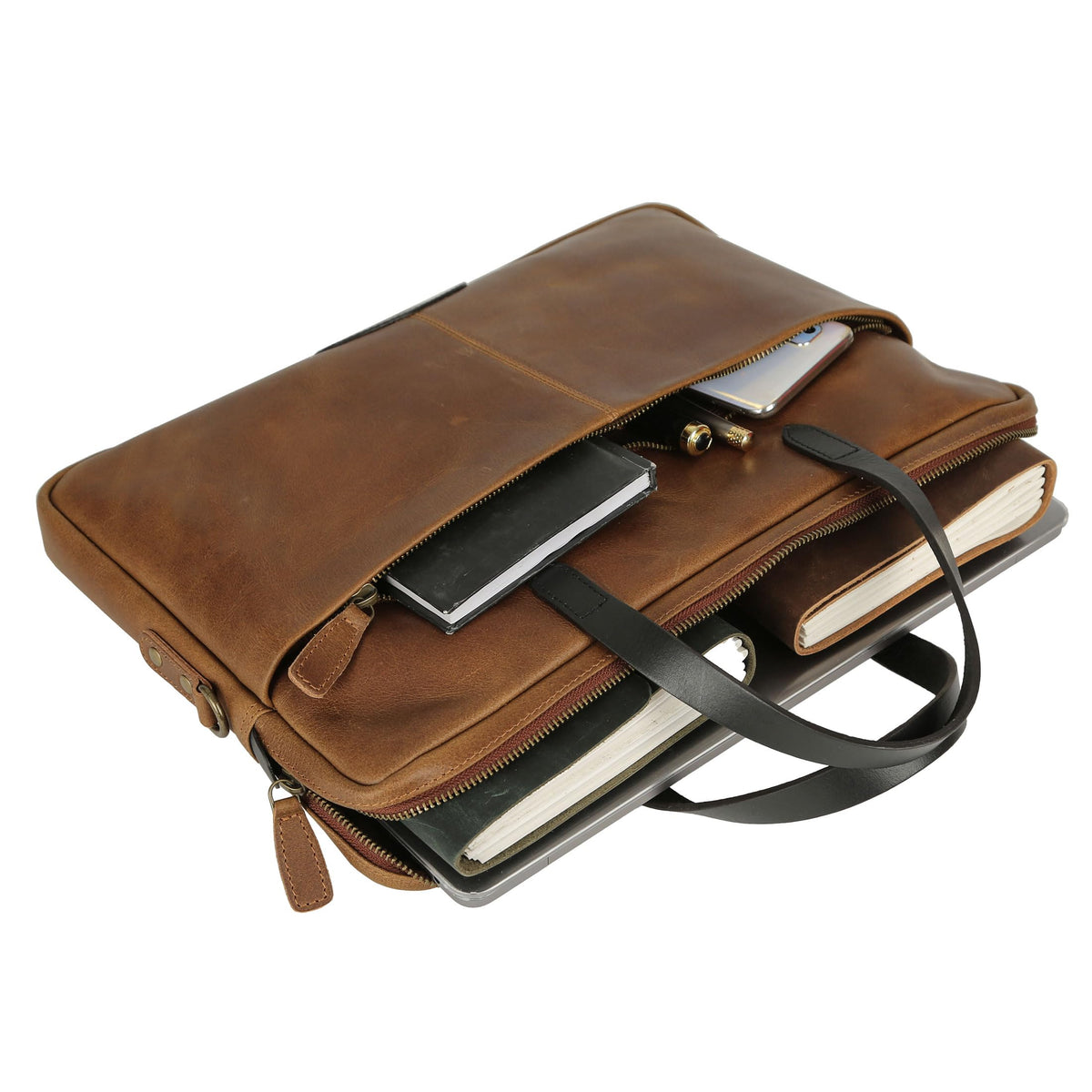 Leather Laptop Sleeve 15.5" with Shoulder Strap P782