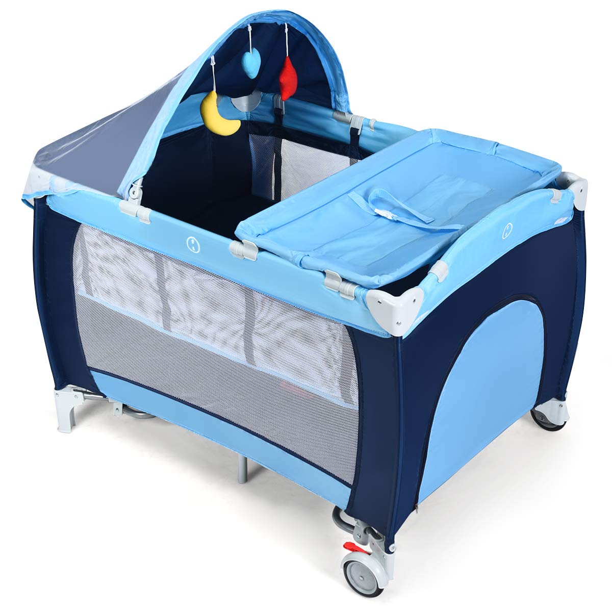 4-in-1 Portable Baby Playard with Bassinet and Changing Table E2452