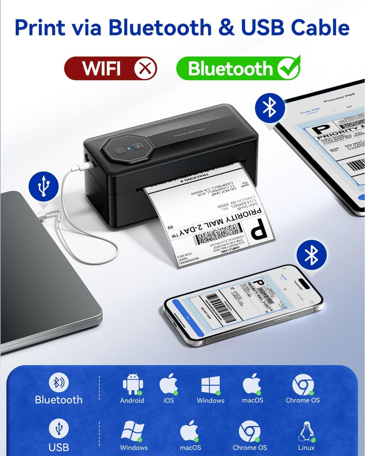 Bluetooth Thermal 4x6 Label Printer U54302