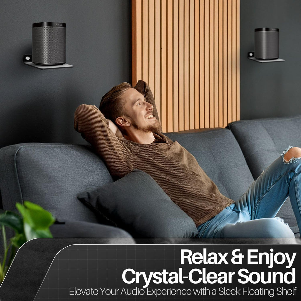 Black Acrylic 9 Inch 2 Pack Floating Speaker Shelf Wall Mount K31065