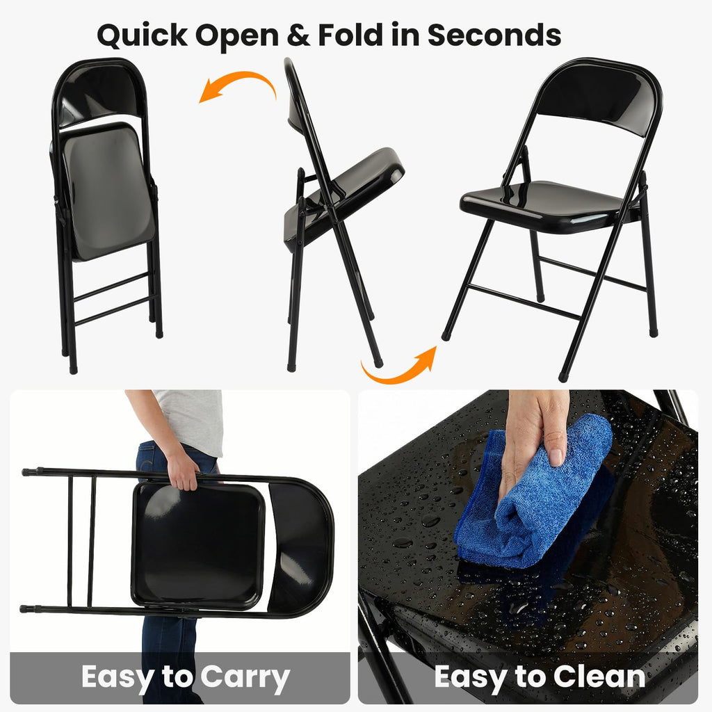 10 Pack Black Metal Folding Chairs K906766