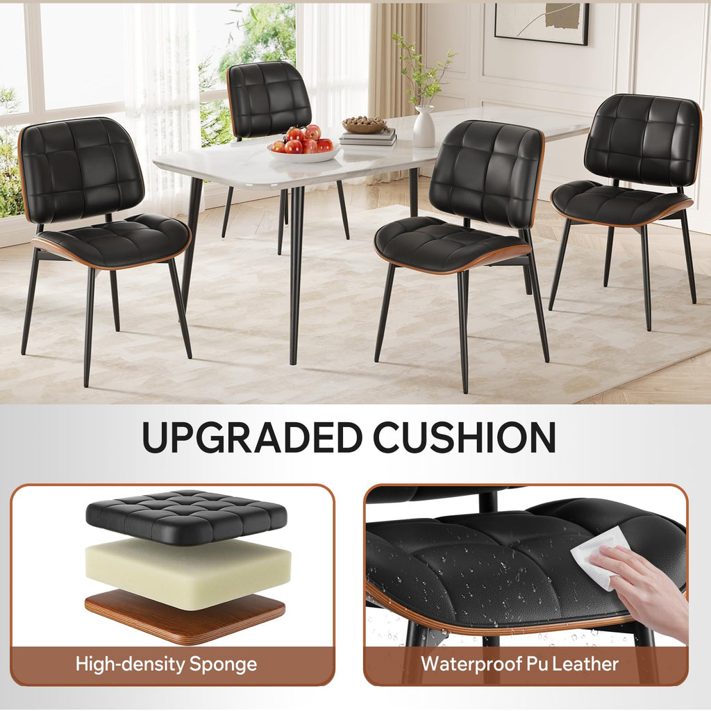 Black Faux Leather Dining Chairs Set of 4 J898