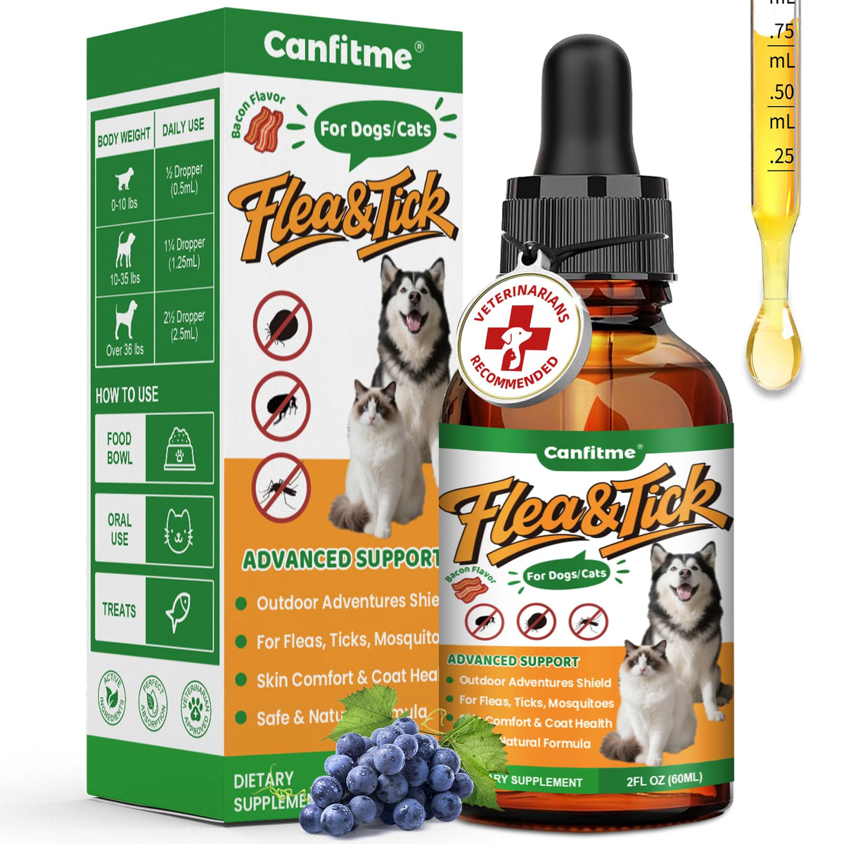 Flea and Tick Prevention Liquid Drops with Multivitamin C5475