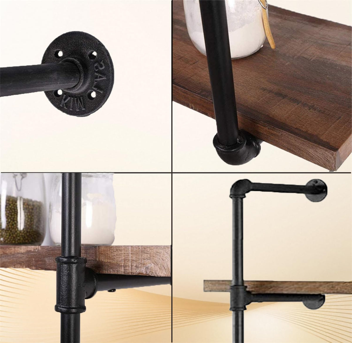 Black Iron Pipe Shelf Bracket, 2Pcs 5 Tier 68" Tall R57404