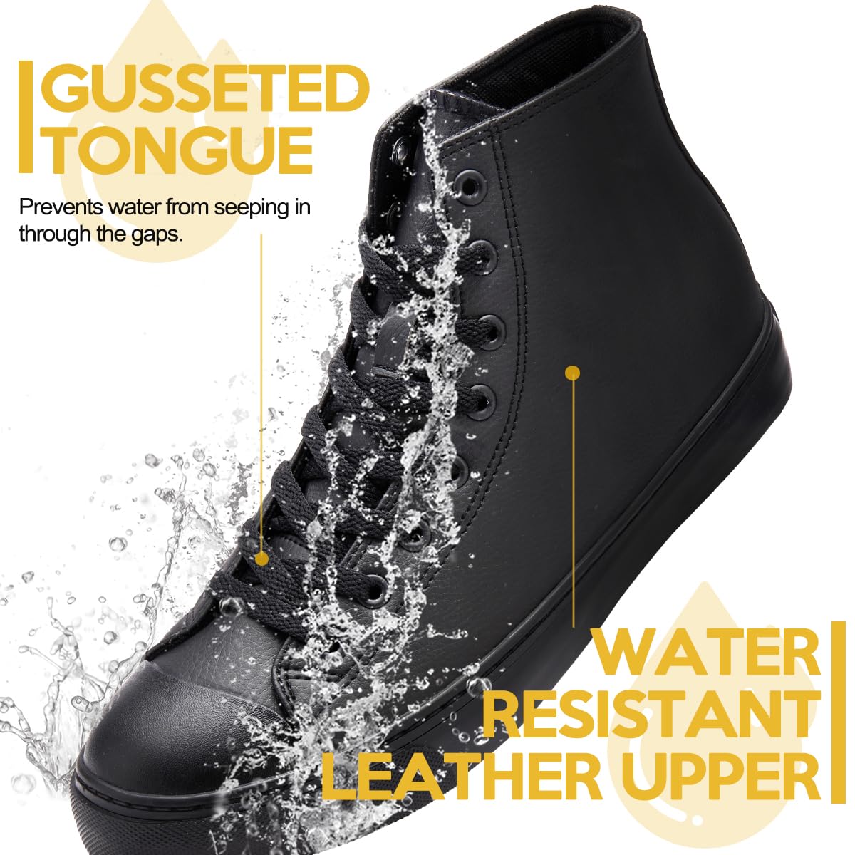 Black Waterproof Non-Slip Leather Work Shoes B476