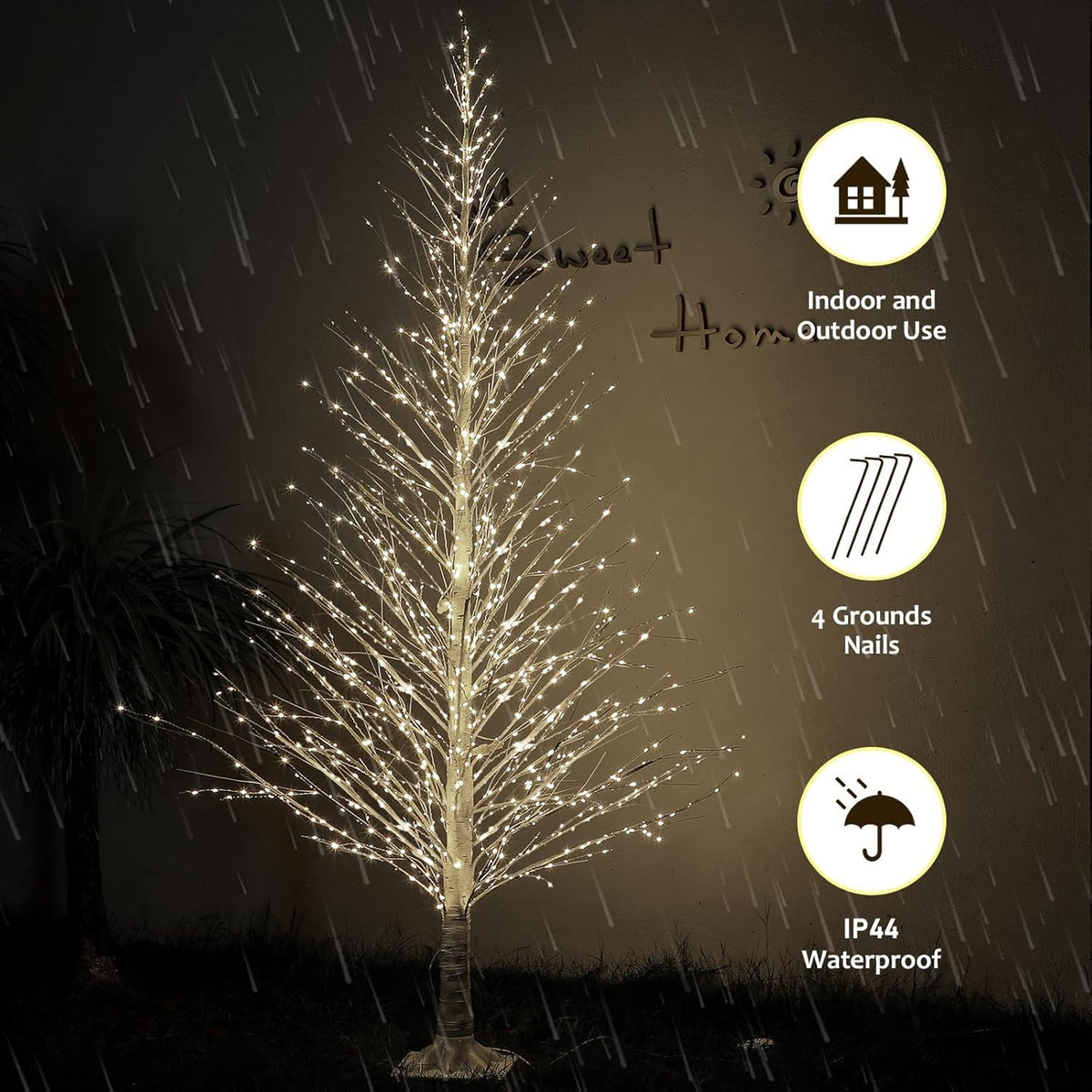7FT Lighted Birch Tree 1000 LED Warm Lights Y494