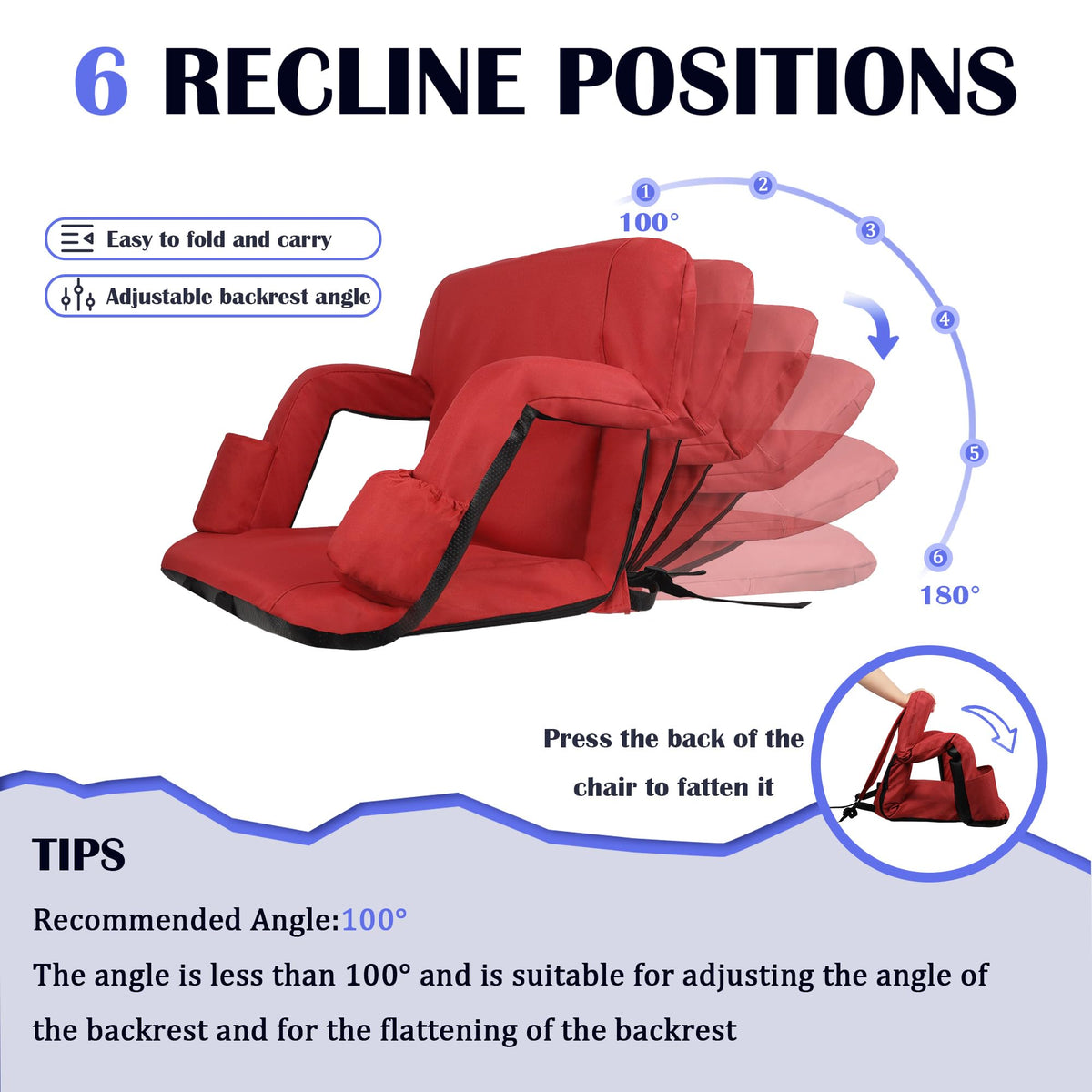 Reclining Bleacher Chair with Back Support Y125
