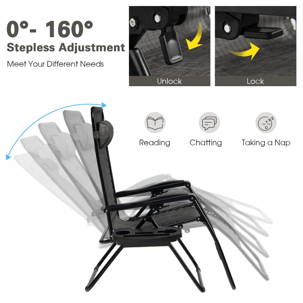 Zero Gravity Lounge Chairs Set of 2 Gray O369278