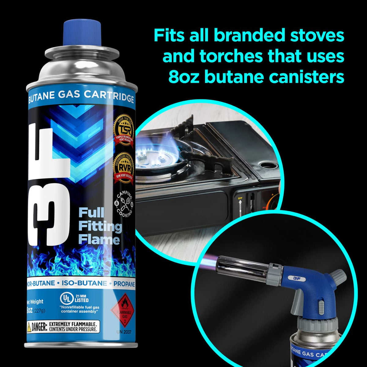 Butane Fuel Canister 8oz 4 Pack Y13843