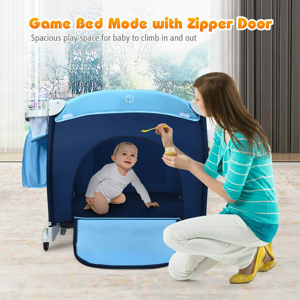 4-in-1 Portable Baby Playard with Bassinet and Changing Table E2452