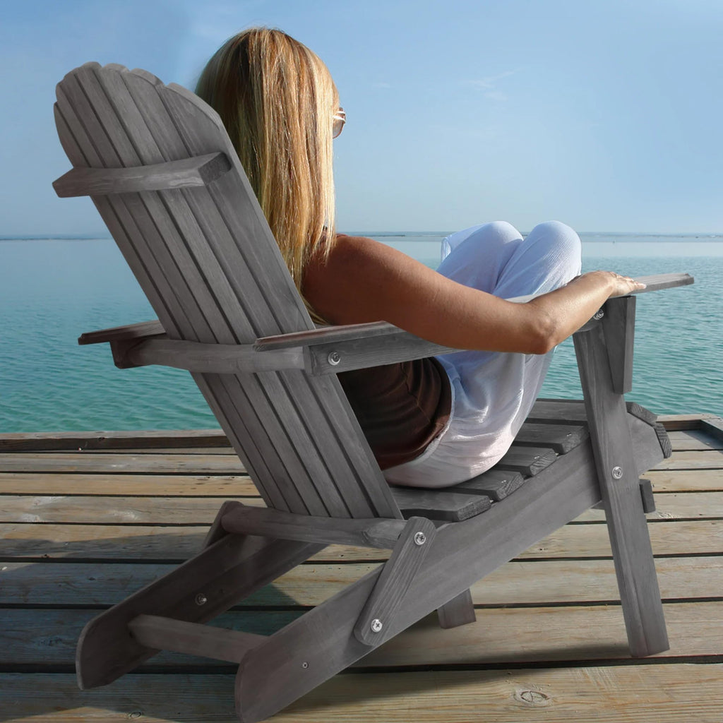 Wooden Folding Adirondack Chair Set of 2 Solid Cedar D27991