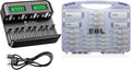 8 Bay LCD Battery Charger with 12 AA and 8 AAA Batteries O4827