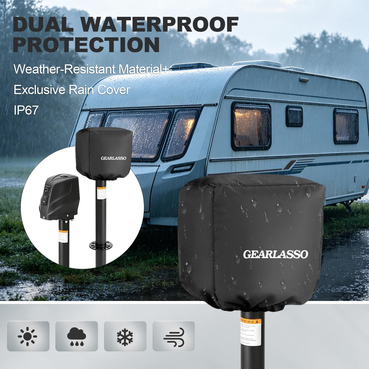 Electric Trailer Jack with Waterproof Cover & LED Light X9267
