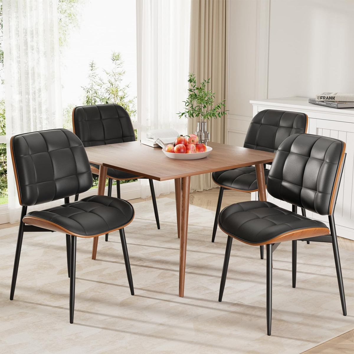 Black Faux Leather Dining Chairs Set of 4 J898