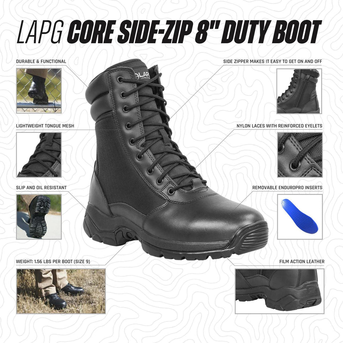 8" Side-Zip Tactical Work Boots X226