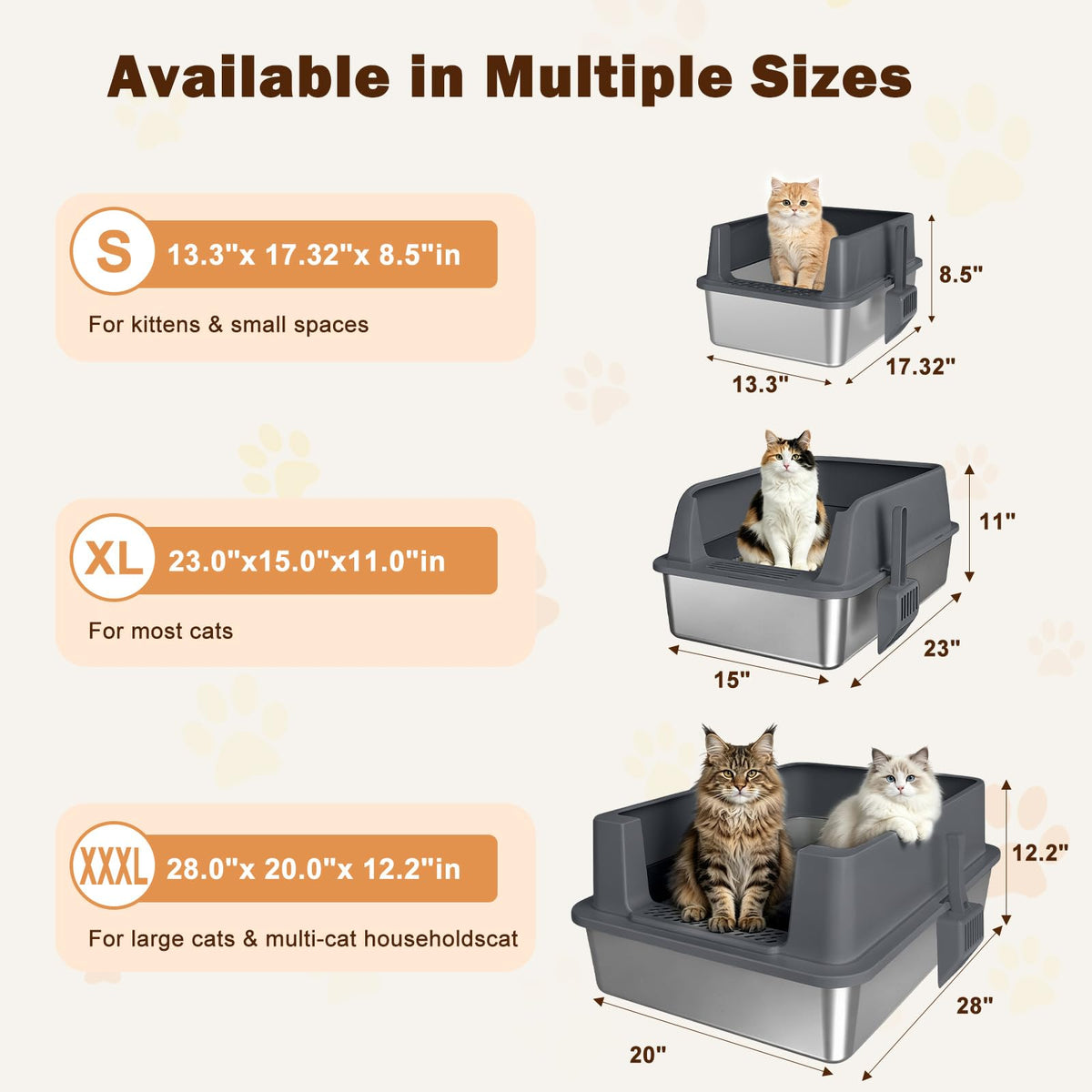 XL Stainless Steel Litter Box with Lid W661271