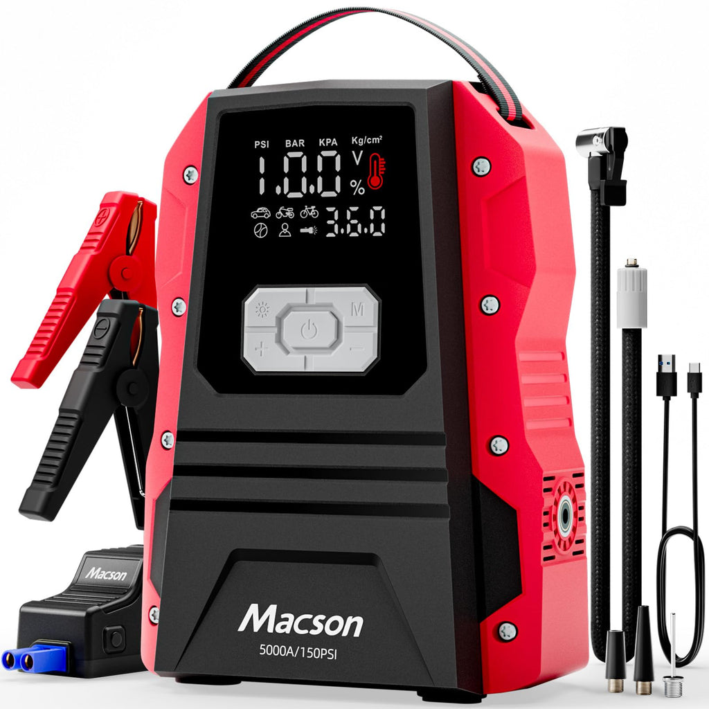 Portable 12V Jump Starter with Air Compressor and 150PSI Tire Inflator A5823