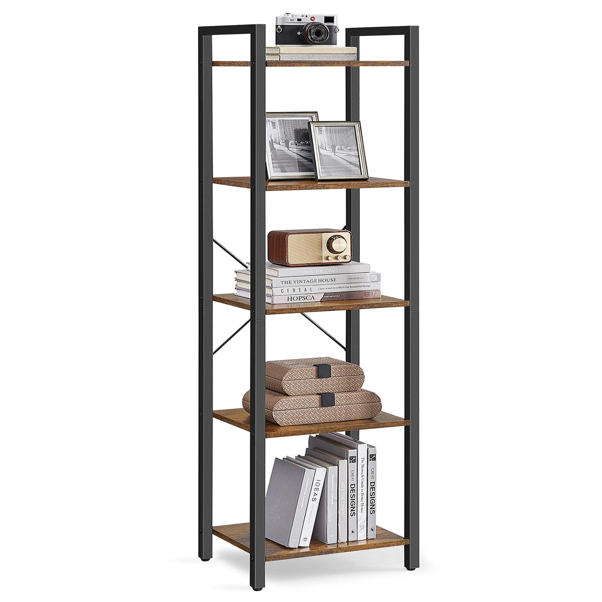 5-Tier Bookshelf with Steel Frame E46578