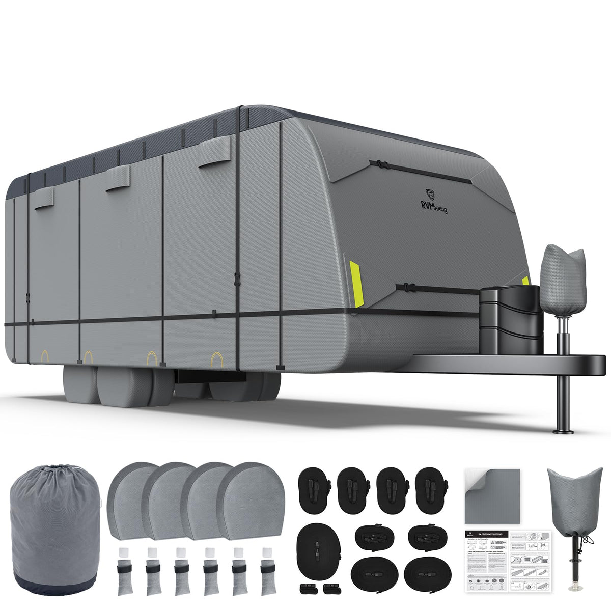 Heavy-Duty 600D Fabric Travel Trailer RV Cover A731531