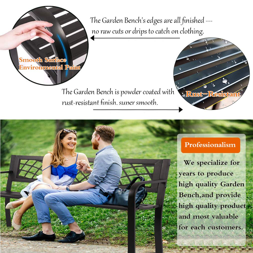 Black Metal Outdoor Bench with Armrests P249681