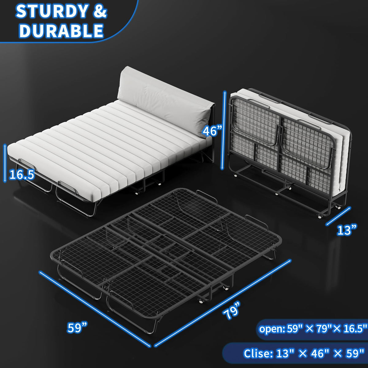 Queen Size Folding Bed with Memory Mattress D62161