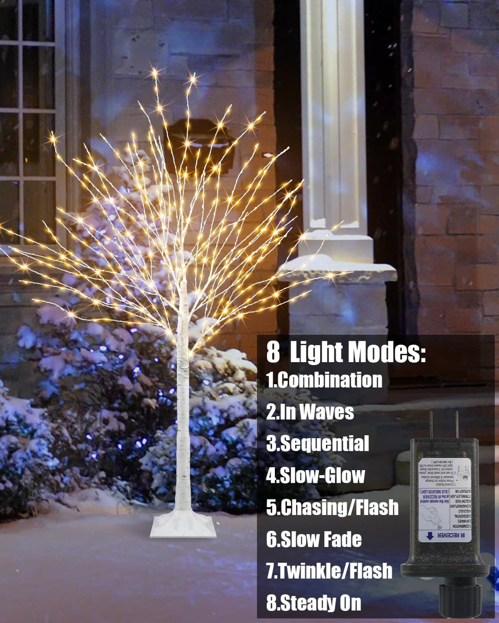 4 FT Lighted Artificial White Birch Tree with 432 LED Timer K868