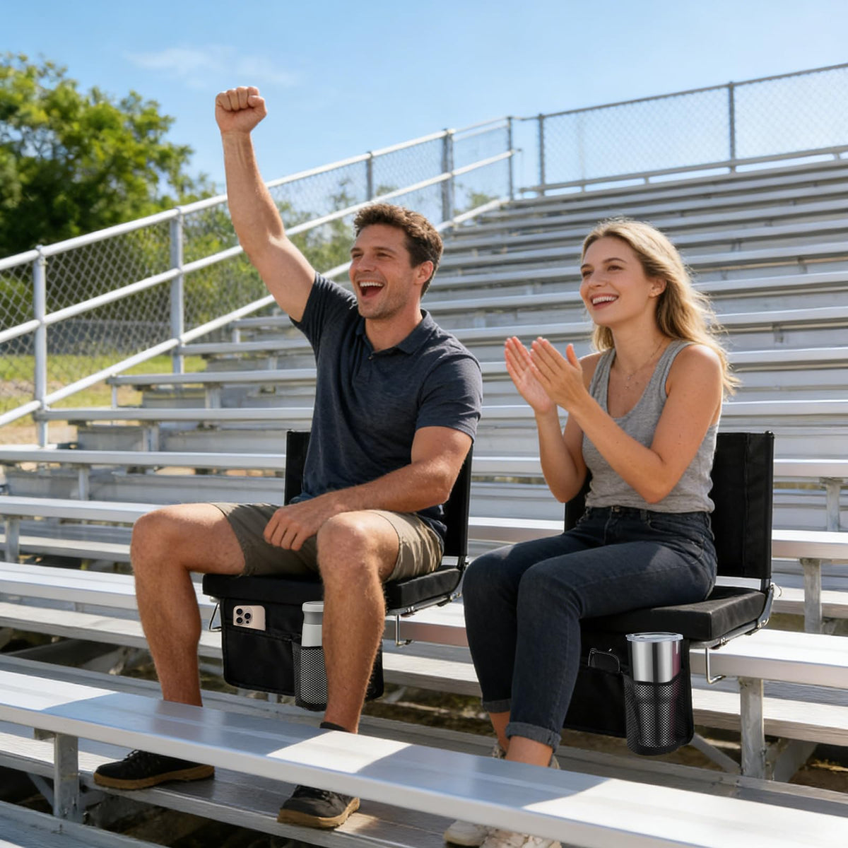 Stadium Seats with Back Support 2 Pack, Black E881143