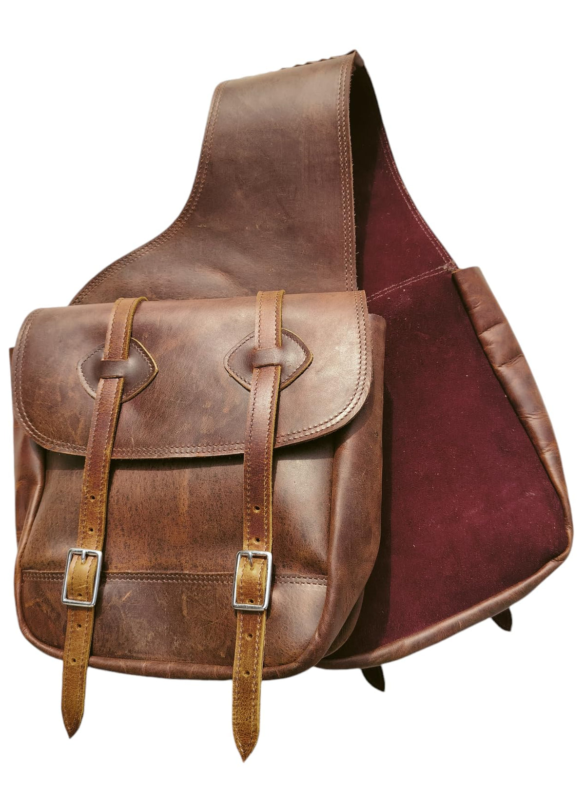 Leather Saddle Bag with Adjustable Strap 11X11X3.5 Inch Z88055