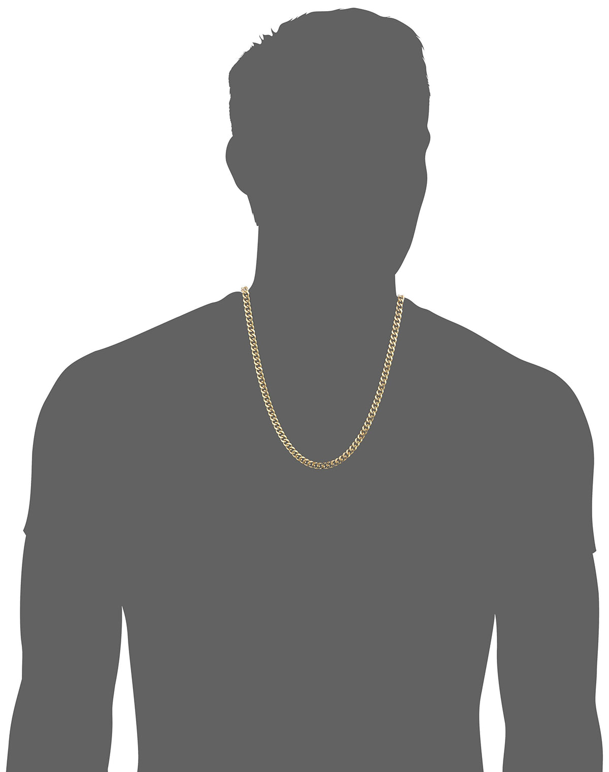 Men's 18K Gold Plated 6mm Cuban Curb Chain Link Necklace U44268