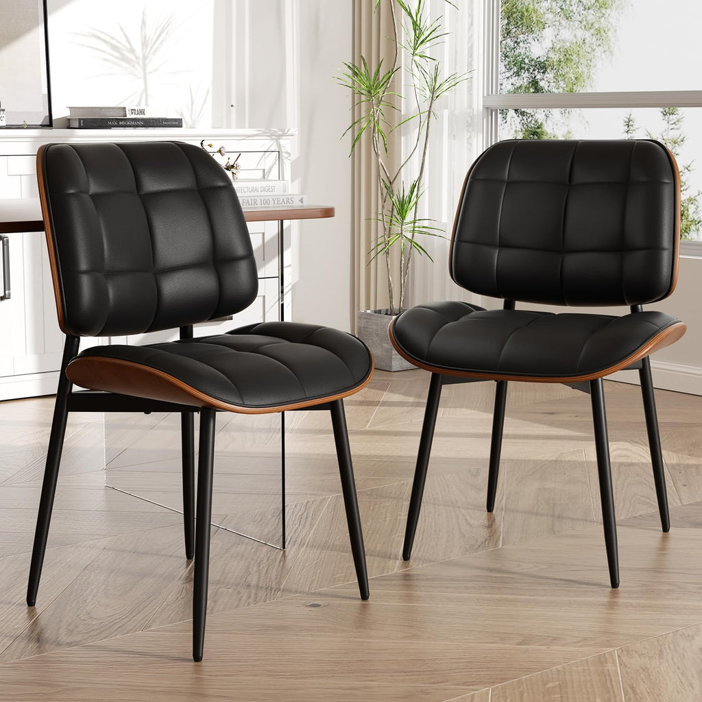 Black Faux Leather Dining Chairs Set of 4 J898