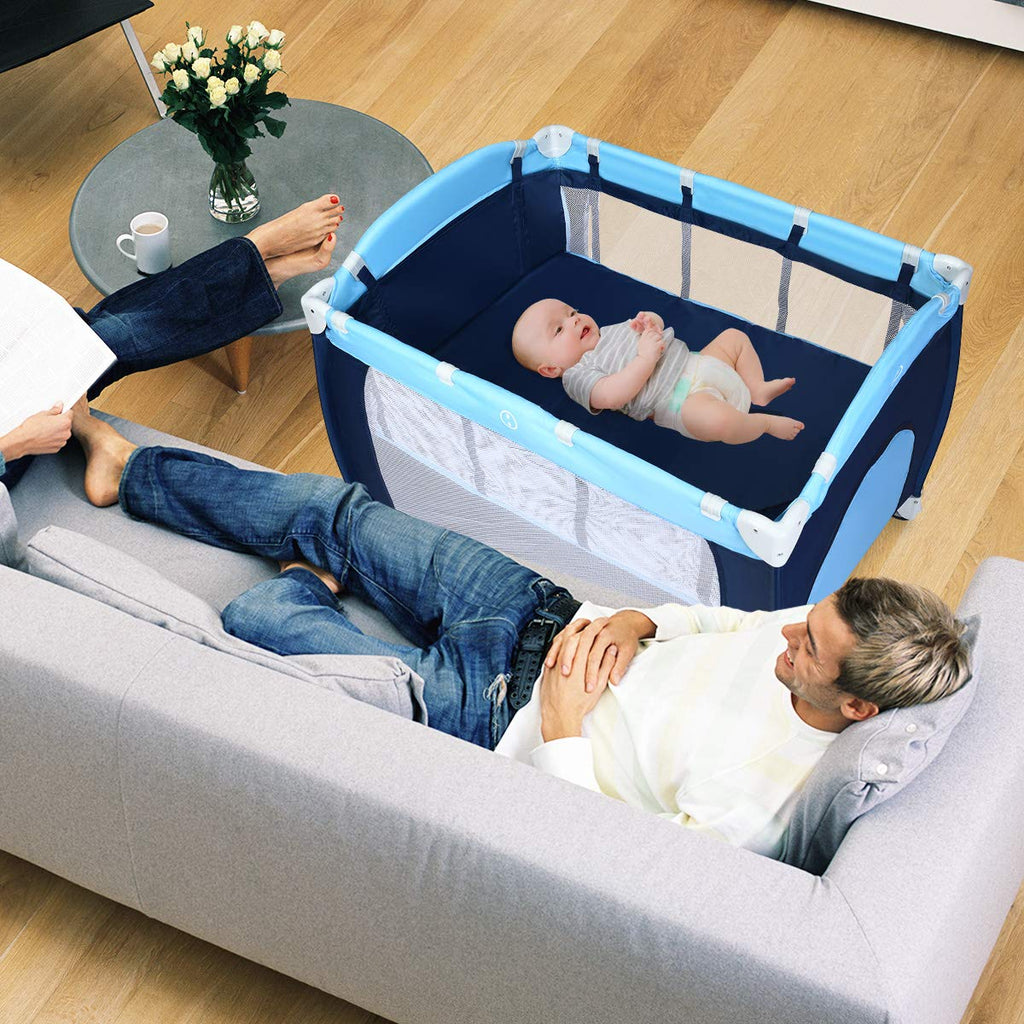 4-in-1 Portable Baby Playard with Bassinet and Changing Table E2452