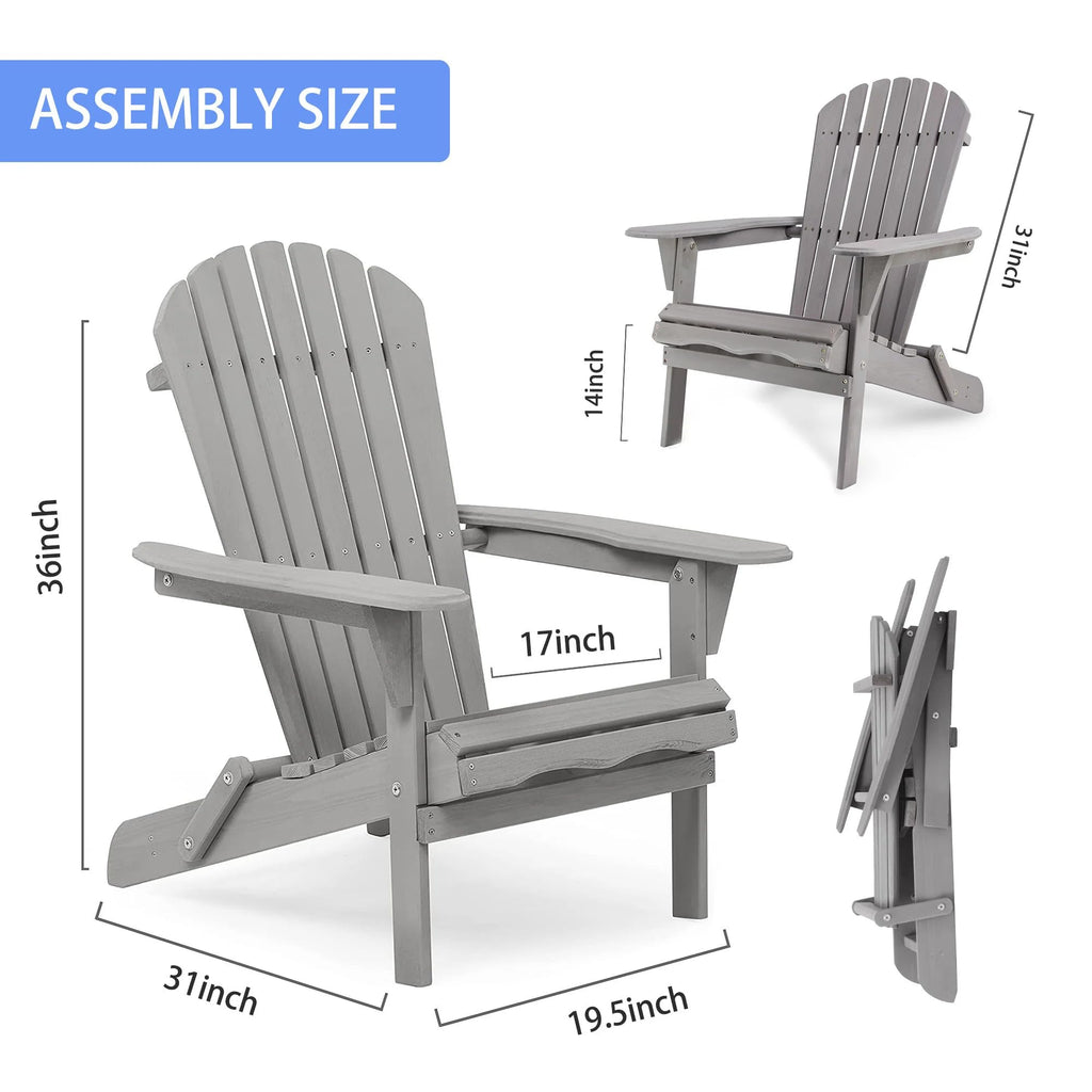 Wooden Folding Adirondack Chair Set of 2 Solid Cedar D27991