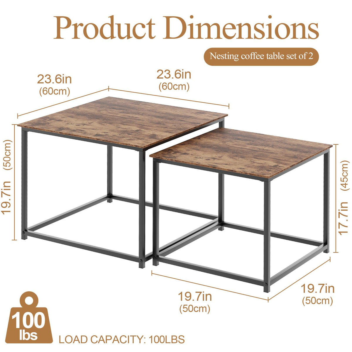 Brown Engineered Wood Nesting Coffee Table Set of 2 N6267